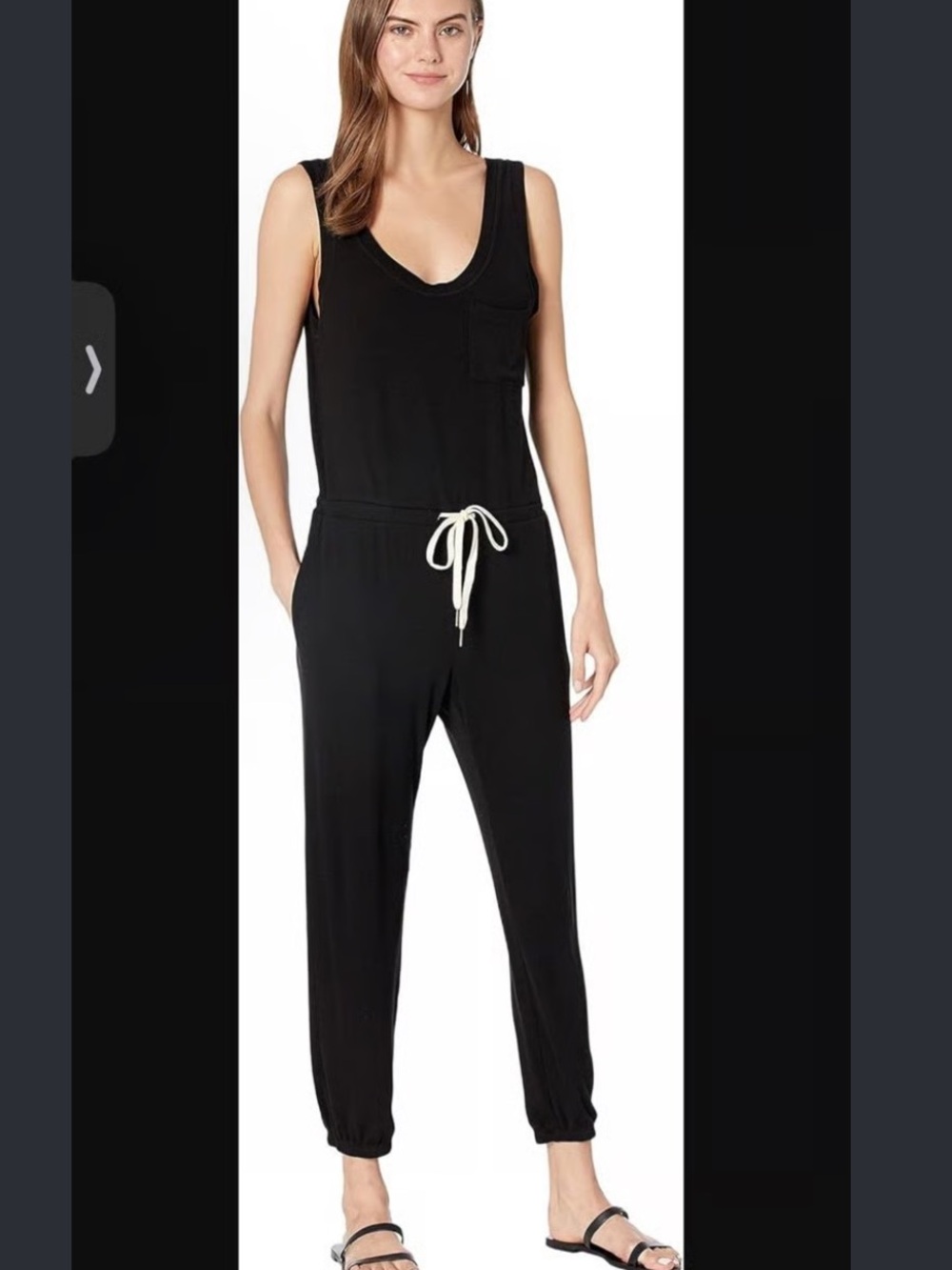 n:PHILANTHROPY Black Sleeveless Drawstring Jumpsuit with Contrast Tie